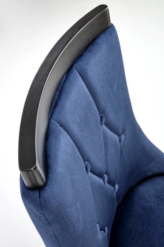 Krzesło do jadalni Andre granatowe tapicerowane welur nowoczesne z drewnianymi nogami Intesi