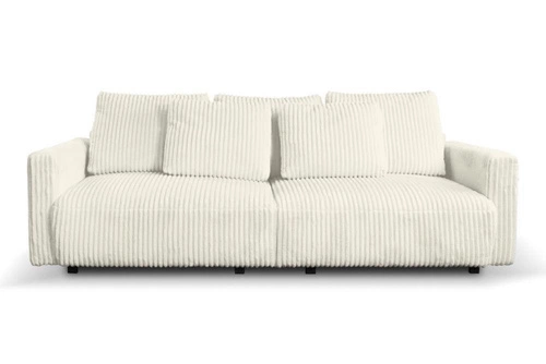 Sofa rozkładana Loppie z funkcją spania do salonu biała sztruks nowoczesna 257 cm