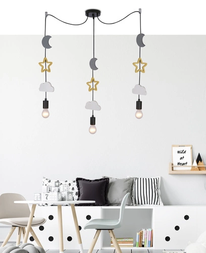 Lampa wisząca Trio ccc p czarny 3x20W  E27 iq kids biały+złoty+szary