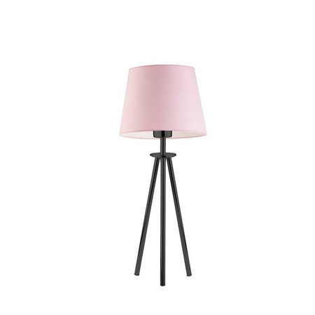 Lampka BERGEN abażur jasny różowy stelaż czarny