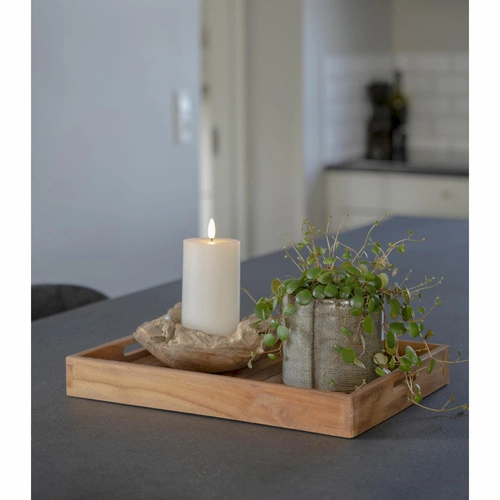 Faro House Nordic prostokątna taca drewniana tekowa zestaw 3 szt. dekoracyjne