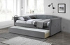 Łóżko tapicerowane Sussan szare dwuosobowe z wysuwanym materacem do sypialni