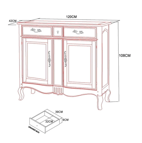 Komoda Oreil 3 szuflady 2 drzwi kremowa