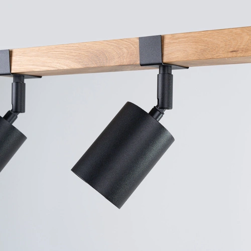 Plafon sufitowy FAGER 3 czarny skandynawski z drewnem do salonu i sypialni SOLLUX