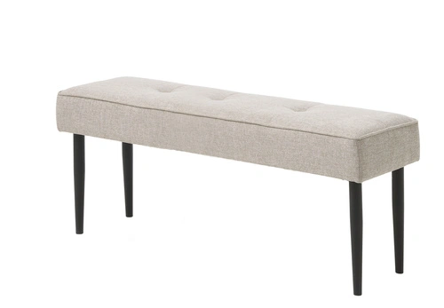 Ławka tapicerowana Alize pikowana do przedpokoju 140 cm nowoczesna piaskowa czarne nogi