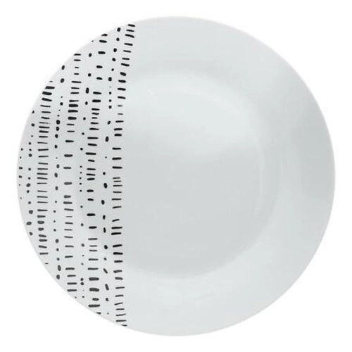 Porcelanowy zestaw obiadowy Berbere 18 elementów biało-czarny do jadalni zmywarka mikrofalówka