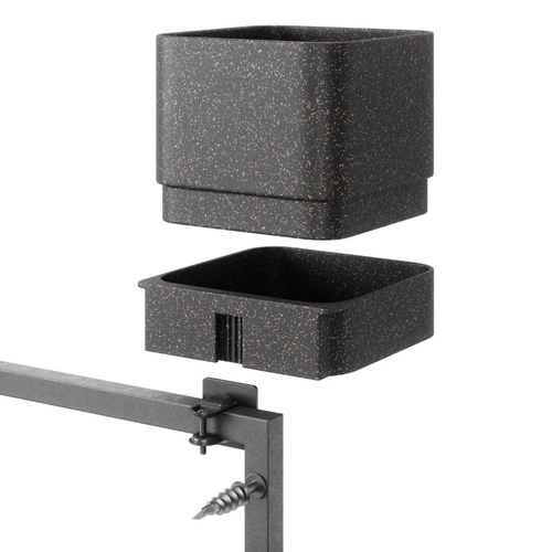 Donica ścienna Cubico szara modułowa plastikowa na balkon i taras Umbra 72,6 cm