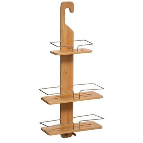 5five simply smart Bambou półka łazienkowa pod prysznic bambusowa 3-poziomowa z haczykami