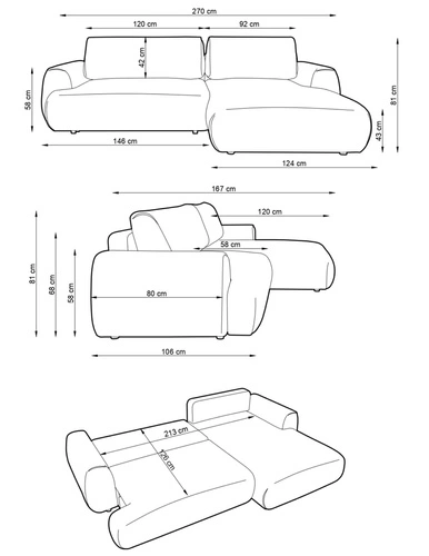 Narożnik z funkcją spania prawy Ljung nowoczesny beżowy z pojemnikiem do salonu Intesi