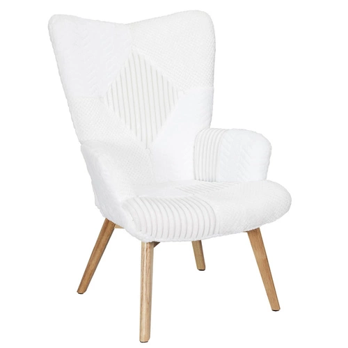 Fotel uszak Helsinki biały patchwork