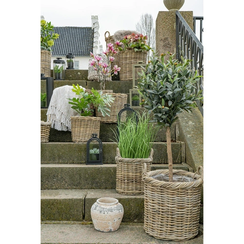 Zestaw 2 koszy dekoracyjnych Gili z rattanu boho do salonu i na taras