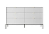 Komoda Delicious biała ryflowana z 6 szufladami na wysokich nogach nowoczesna do salonu Intesi 154 cm
