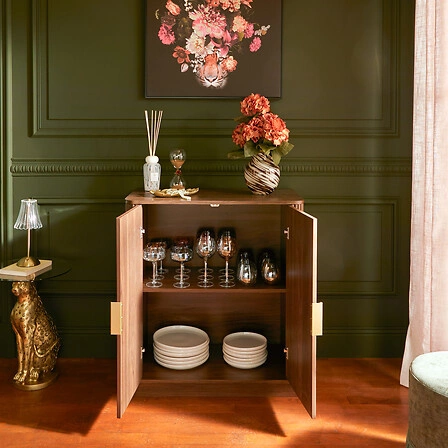 Komoda Wany Atmosphera brązowa japandi z frezowanymi frontami do salonu i sypialni 80 cm