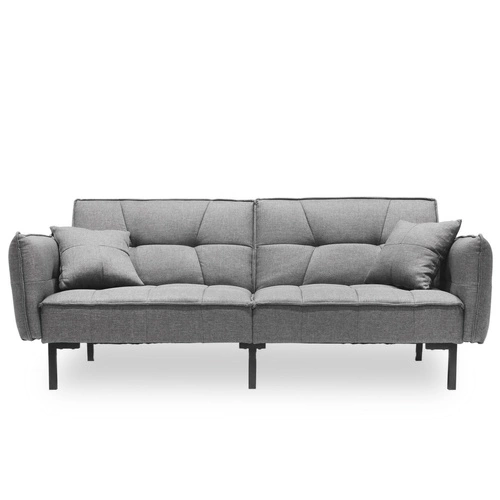 Sofa rozkładana Lurif szara z funkcją spania do salonu, nowoczesna, kompaktowa, na wysokich nogach Intesi