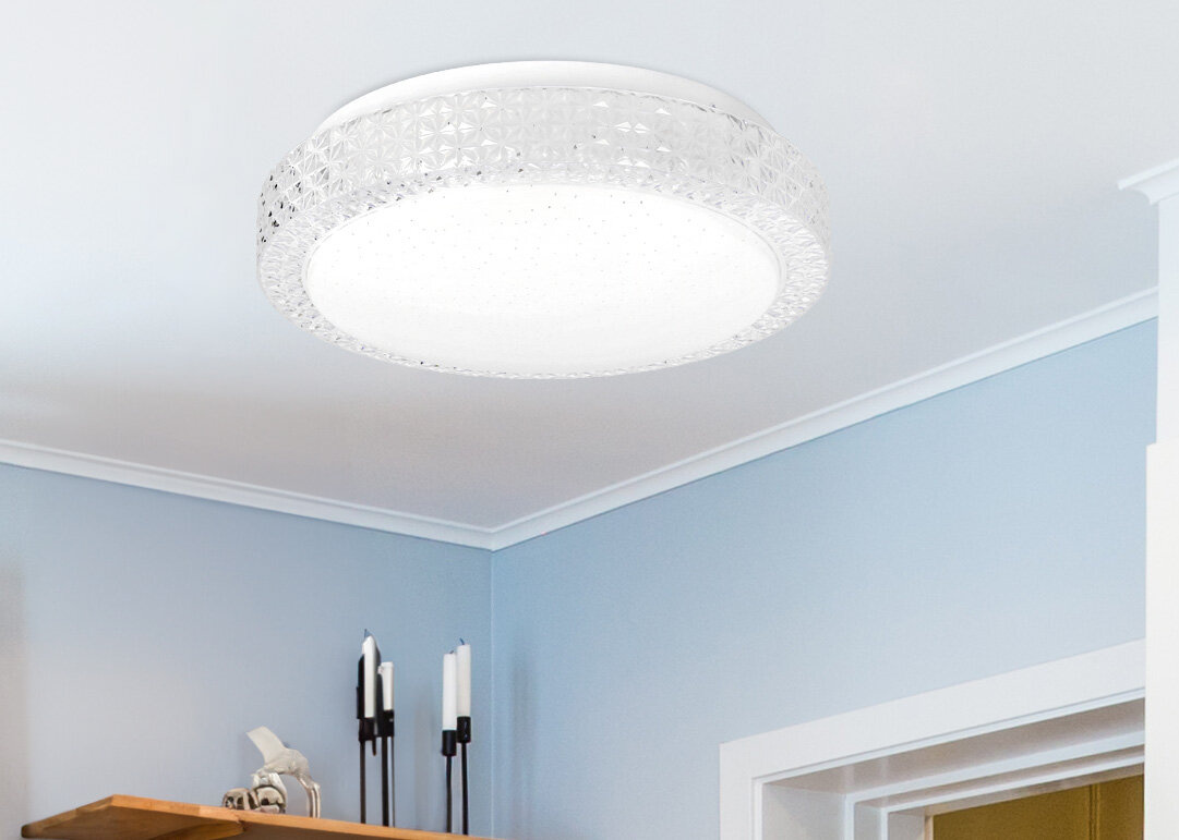 Lampa sufitowa Rabel plafon bezbarwny 12W LED 4000K 27cm klosz biały