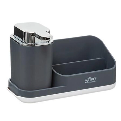 Dozownik na płyn do naczyń i organizer Sink Caddy szary nowoczesny 5five do kuchni