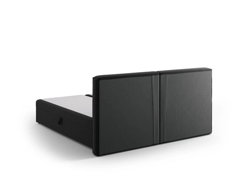 Łóżko tapicerowane do sypialni Jodie welurowe czarne z pojemnikiem 160x200 glamour