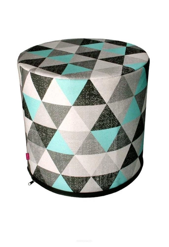 Pufa nowoczesna Triangles Intesi okrągła do salonu i sypialni, tapicerowana filcem