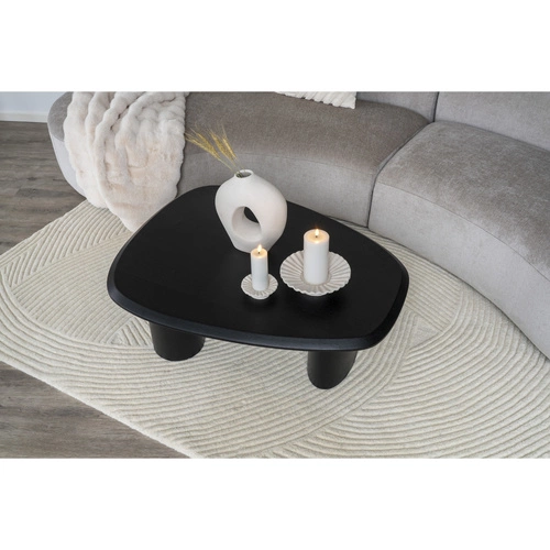 Stolik kawowy owalny Tirano czarny nowoczesny do salonu minimalistyczny fornir jesionowy 96x78 cm