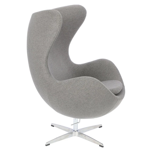 Fotel uszak Jajo szary Easy Clean do salonu i biura nowoczesny obrotowy glamour inspirowany Egg