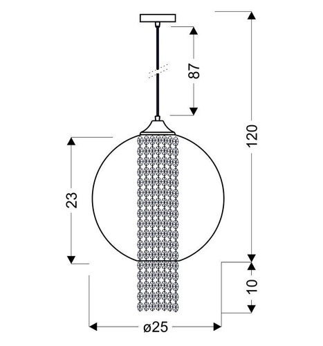 Lampa wisząca Allani 25 1x60W E27  czerwony z kryształkami