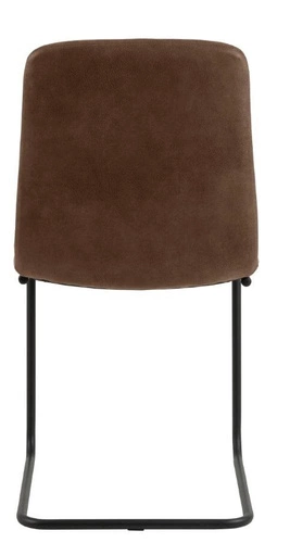 Krzesło do jadalni Kira Actona tapicerowane ekoskóra brązowe na czarnych płozach nowoczesne