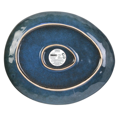 Talerz obiadowy ceramiczny Laguna Intesi niebieski do jadalni, zmywarka 27,5 cm