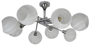 Lampa wisząca Raul 8x40W E27 chrom klosz  biały