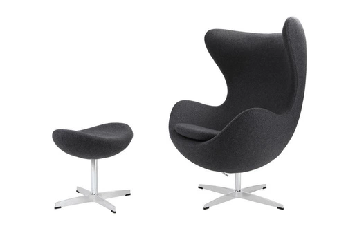 Podnóżek tapicerowany Jajo inspirowany Egg szary ciemny 41 nowoczesny do salonu D2.DESIGN