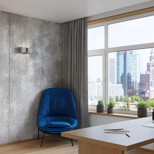 Nowoczesny szary kinkiet ścienny QUAD 2 Sollux Lighting podwójny aluminiowy do salonu i sypialni