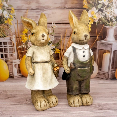 Intesi figurka wielkanocna Zając w ogrodniczkach 56 cm dekoracja do salonu lub na stół