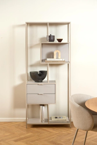 Regał na książki Seaford II loftowy z 2 szufladami beżowy Actona