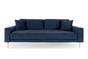 Sofa Lido 3 granatowa skandynawska trzyosobowa aksamitna z podłokietnikami do salonu Intesi