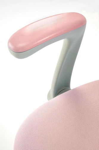 Fotel biurowy ergonomiczny Menara różowy obrotowy z podłokietnikami i podnóżkiem do nauki