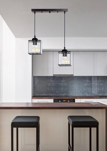 Lampa wisząca Glassia czarny 2x40 E27 klosz czarny+kryształy bezbarwne