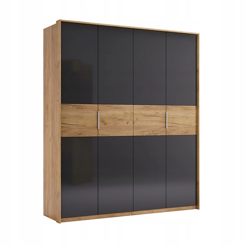 Szafa Matle 4-drzwiowa nowoczesna dąb szary z półkami do sypialni garderoby