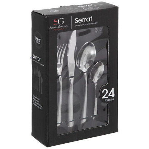 Zestaw sztućców obiadowych Serrat 24 elementy srebrny stal nierdzewna do zmywarki 5five
