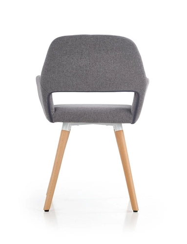 Krzesło Luizjana tapicerowane szare skandynawskie z podłokietnikami do jadalni Intesi