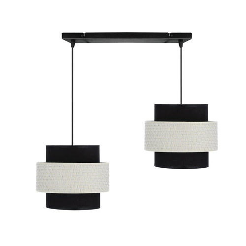 Lampa wisząca Benta czarny 2x40W E27  abażur czarny+kremowy