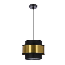 Lampa wisząca Prestige czarna złota do salonu nowoczesna pojedyncza z abażurem 20 cm
