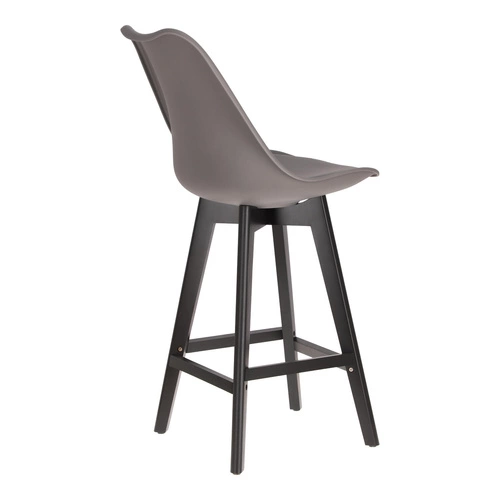 Hoker z oparciem Norden Intesi szary 65 cm nowoczesny do kuchni i wyspy na czarnych nogach