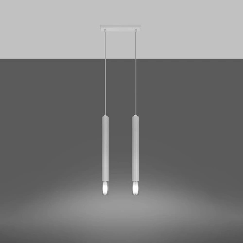 Lampa wisząca Wezyr 2 biała nowoczesna szklana do salonu kuchni lub nad wyspę