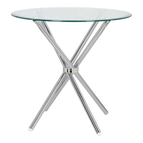 Stół okrągły szklany Ufo 80 cm transparentny nowoczesny do jadalni i salonu chrom Intesi