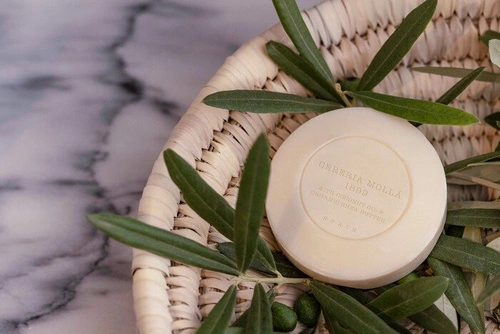 Mydło w kostce Amber & Sandalwood Cereria Molla naturalne beżowe do łazienki 8 cm