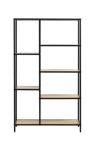 Regał Altino loftowy na książki 80 cm dąb i czarny metal do salonu