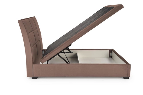 Intesi łóżko kontynentalne 160x200 beżowe welurowe z pojemnikiem do sypialni