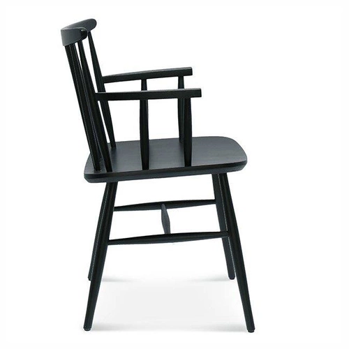 Krzesło tapicerowane do jadalni FAMEG Wand retro z podłokietnikami, personalizowane bukowe