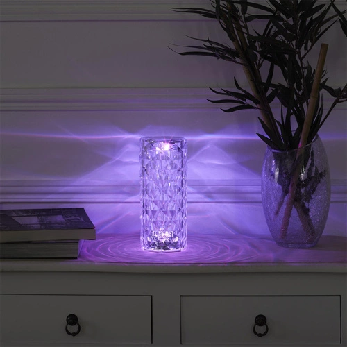 Lampka nocna LED Crystal Intesi glamour z pilotem 12 kolorów do sypialni i salonu 21,5 cm