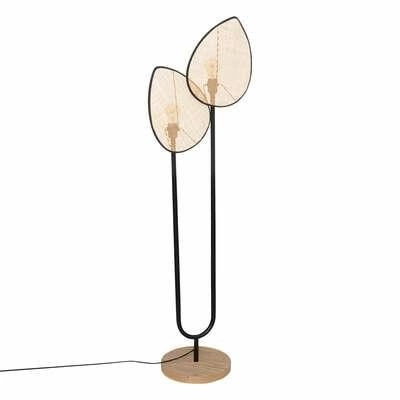 Lampa stojąca do salonu Olme Atmosphera boho rattanowa czarna 143 cm lampy podłogowe