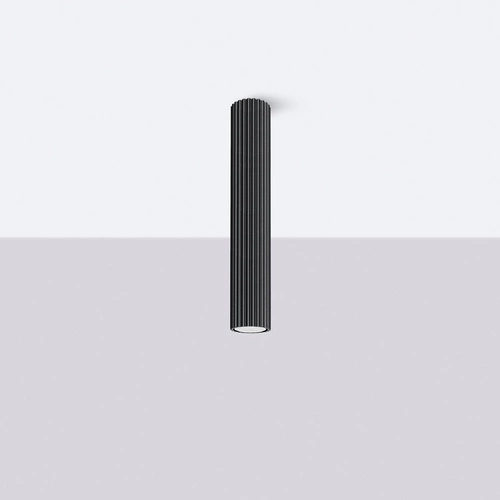 Plafon sufitowy KARBON 40 czarny nowoczesny do salonu i sypialni aluminium SOLLUX